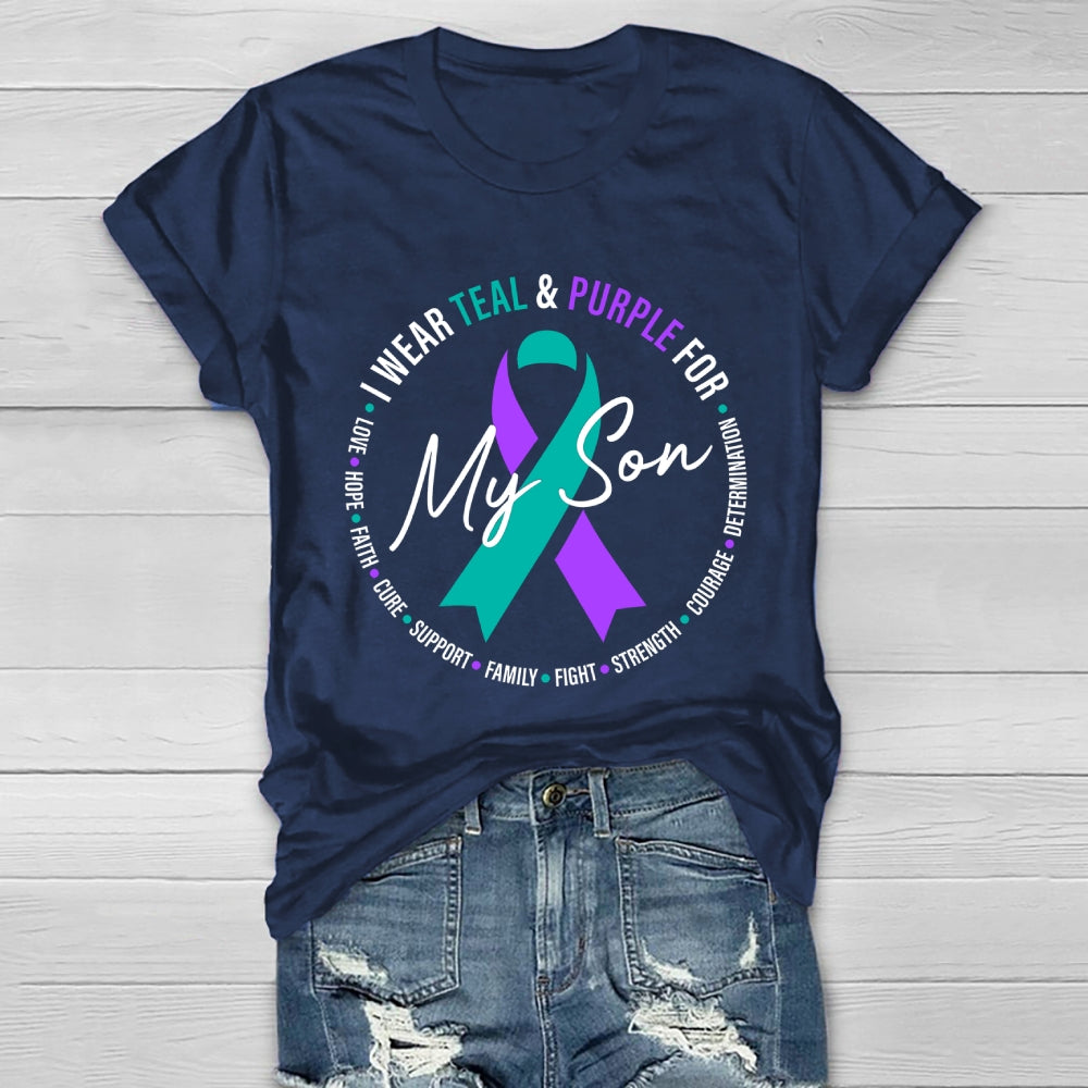 I Wear Teal And Purple For My Son Suicide Prevention Healthwear T-shirt