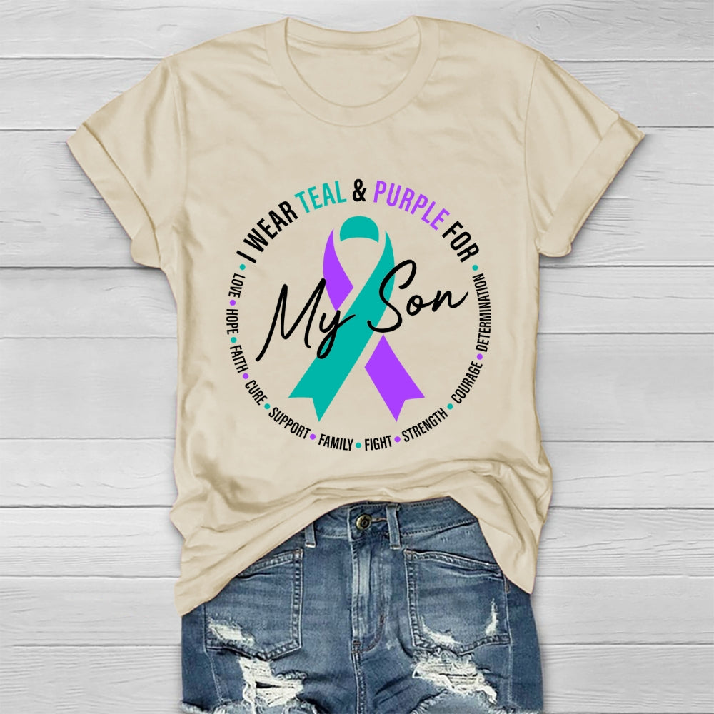 I Wear Teal And Purple For My Son Suicide Prevention Healthwear T-shirt