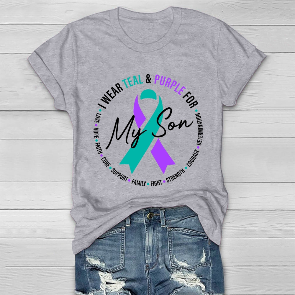 I Wear Teal And Purple For My Son Suicide Prevention Healthwear T-shirt