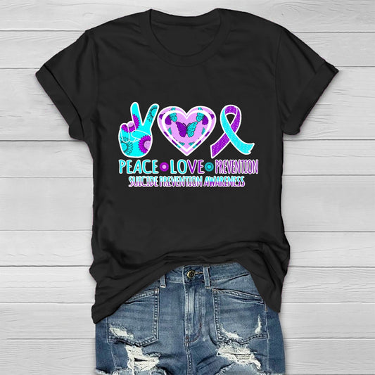 Peace Love Prevention Suicide Prevention Awareness Healthwear T-shirt