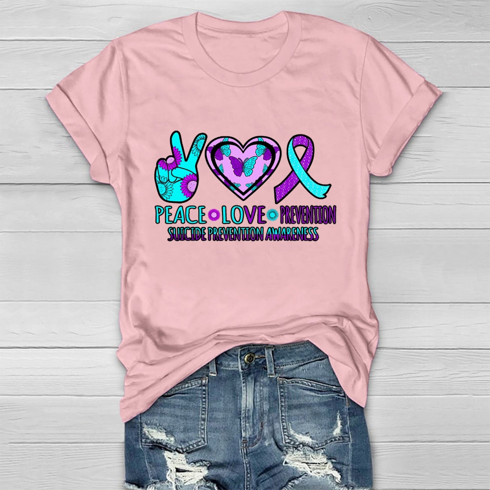 Peace Love Prevention Suicide Prevention Awareness Healthwear T-shirt