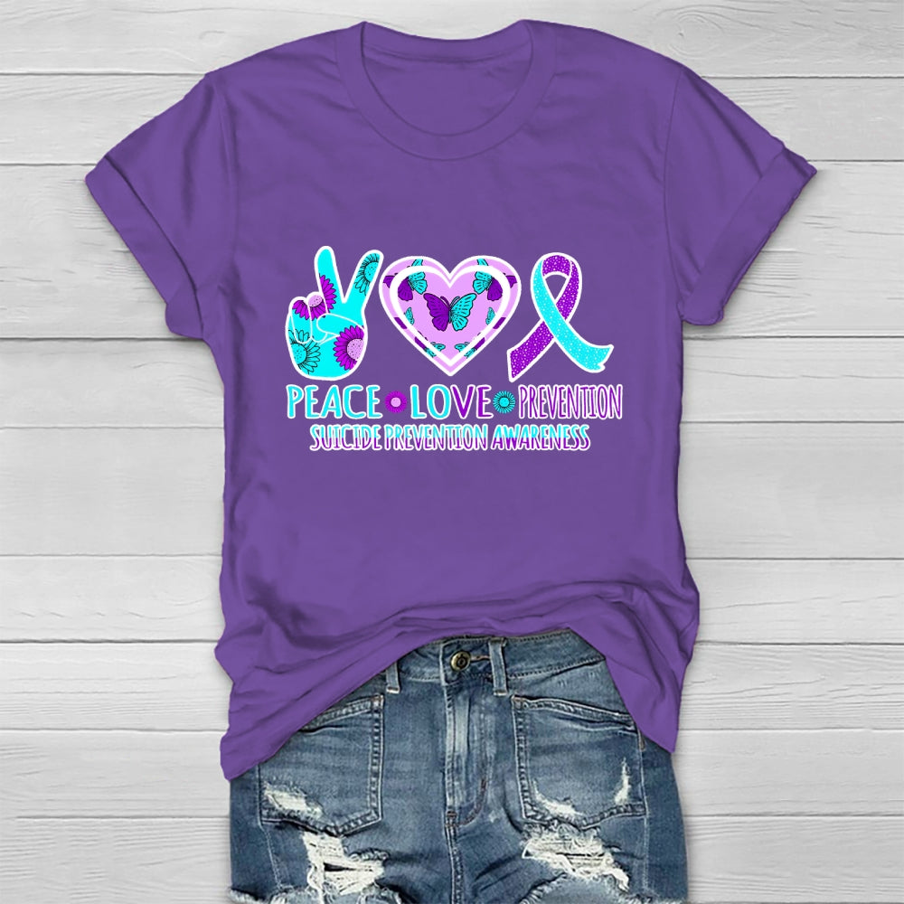 Peace Love Prevention Suicide Prevention Awareness Healthwear T-shirt