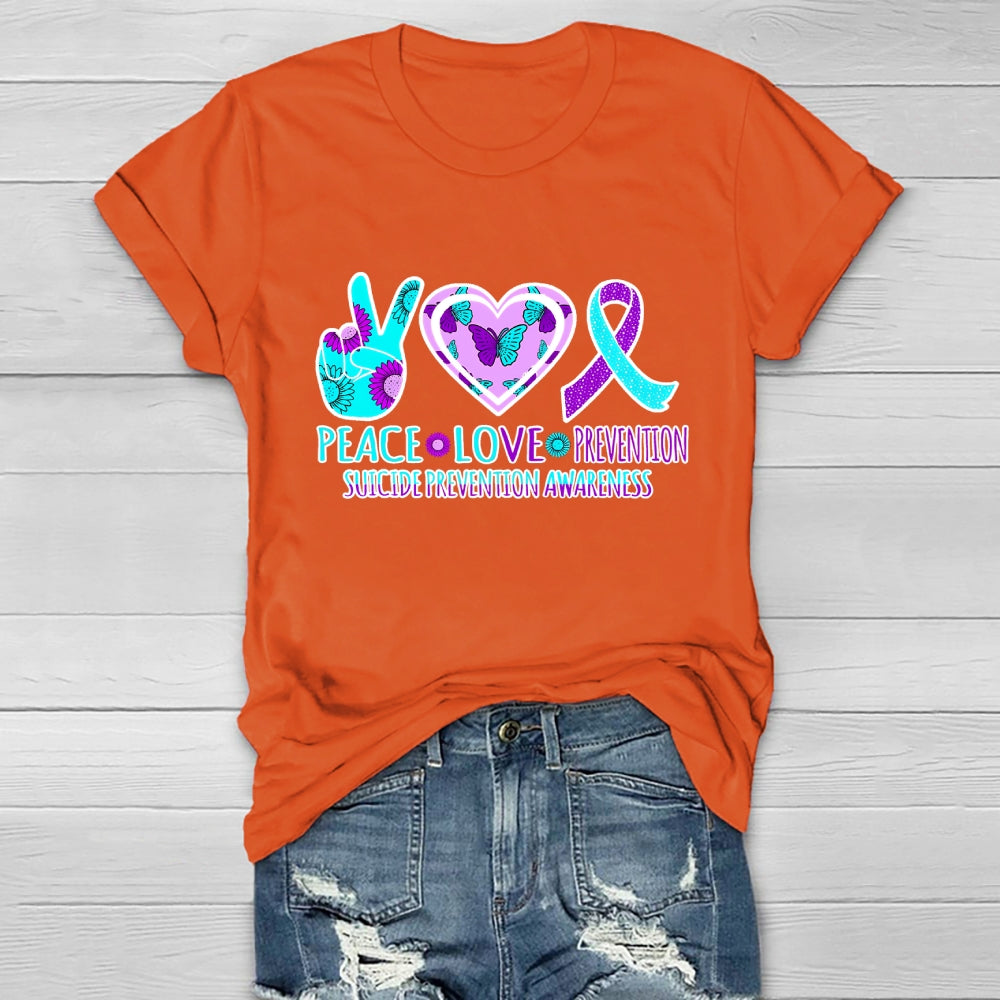 Peace Love Prevention Suicide Prevention Awareness Healthwear T-shirt