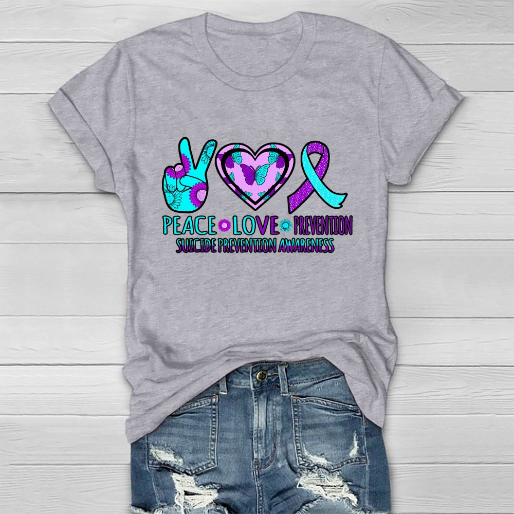 Peace Love Prevention Suicide Prevention Awareness Healthwear T-shirt