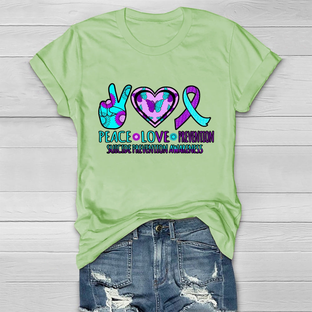 Peace Love Prevention Suicide Prevention Awareness Healthwear T-shirt