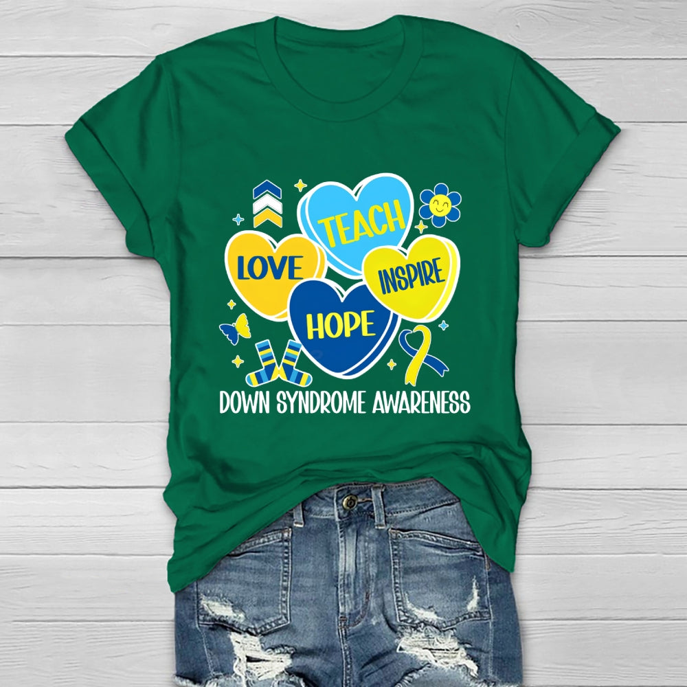 Teach Love Hope Inspire Down Syndrome Awareness Healthwear T-shirt