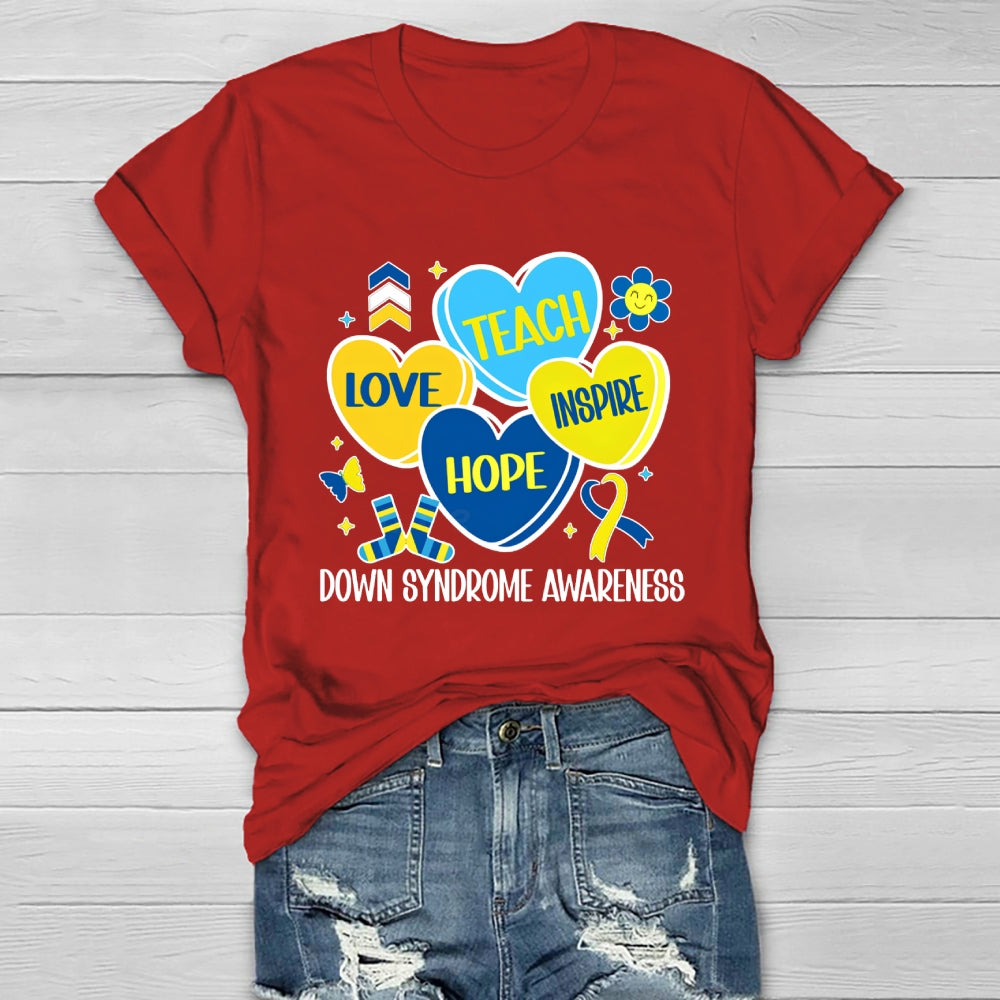Teach Love Hope Inspire Down Syndrome Awareness Healthwear T-shirt