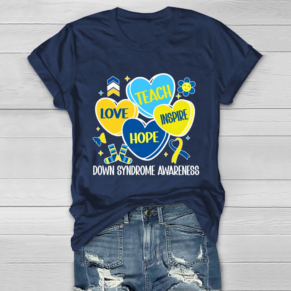 Teach Love Hope Inspire Down Syndrome Awareness Healthwear T-shirt
