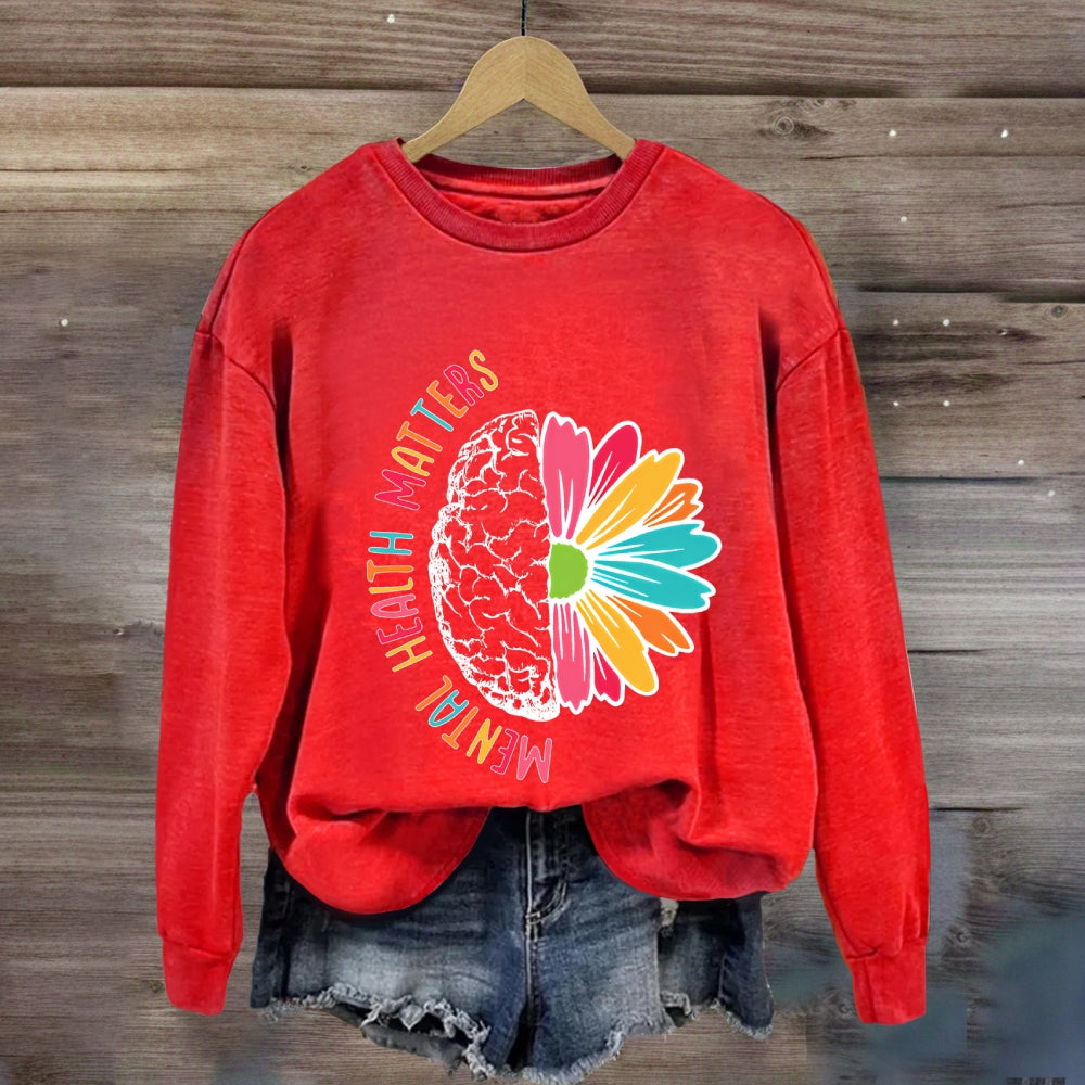 Mental Health Matters Floral Brain Sweatshirt