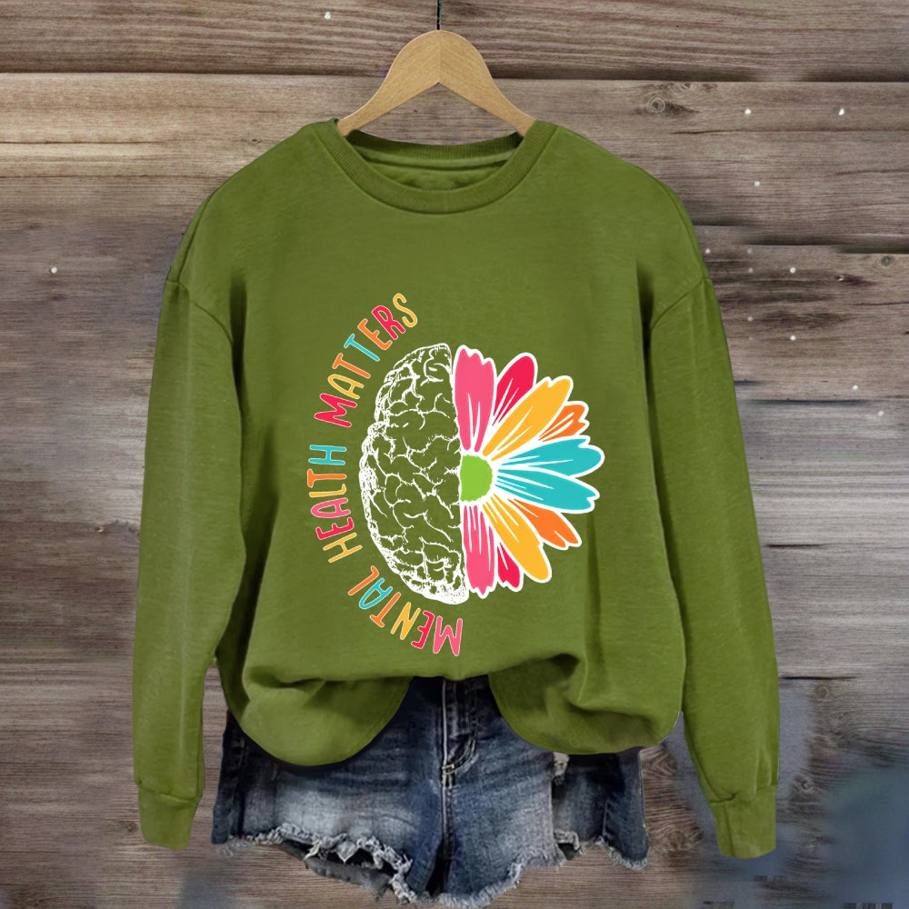 Mental Health Matters Floral Brain Sweatshirt
