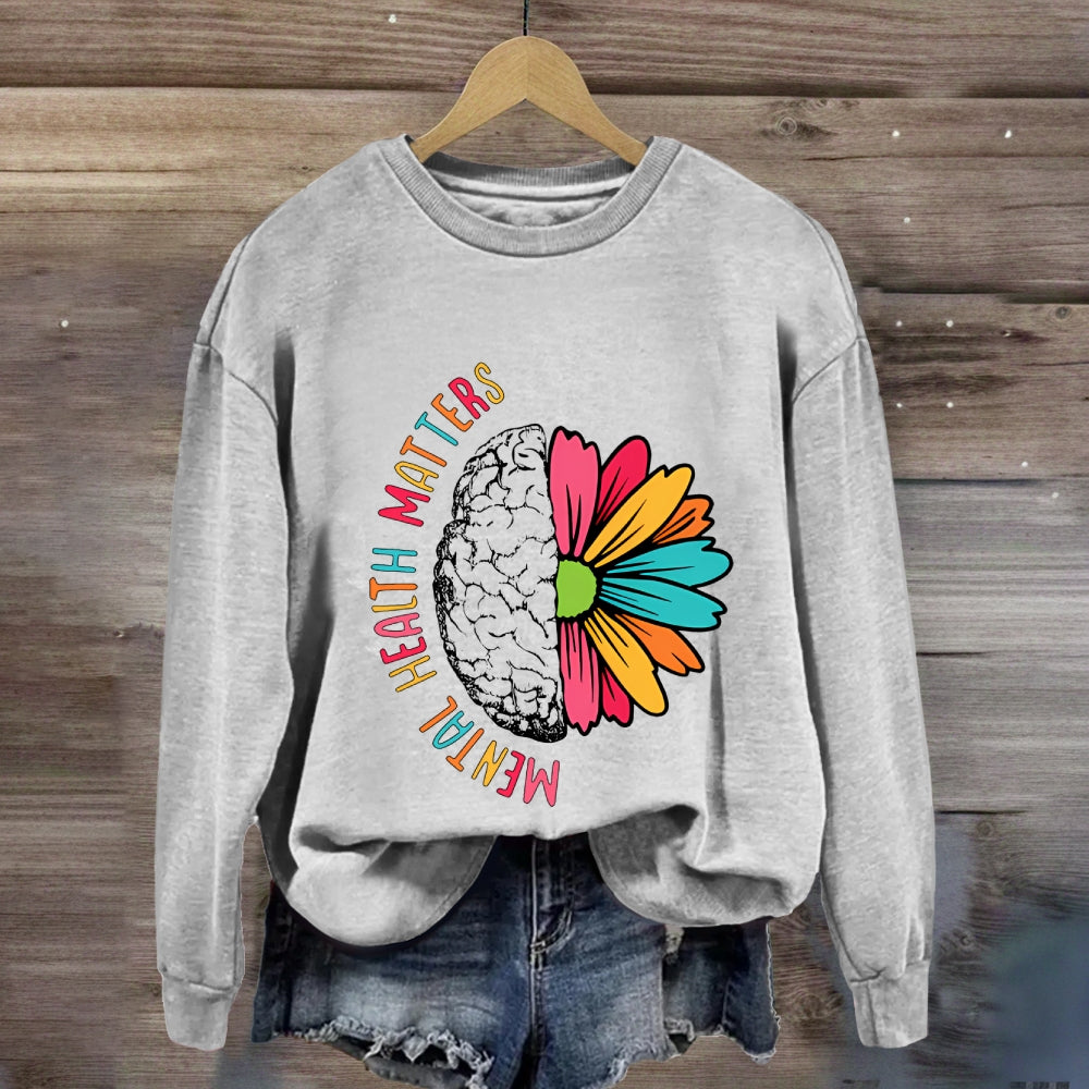 Mental Health Matters Floral Brain Sweatshirt