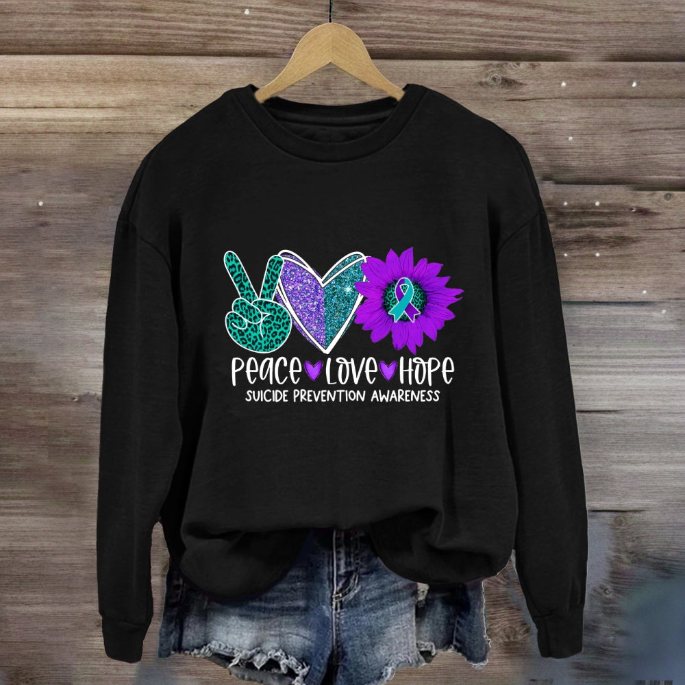 Peace Love Hope Purple Heart Sweatshirt