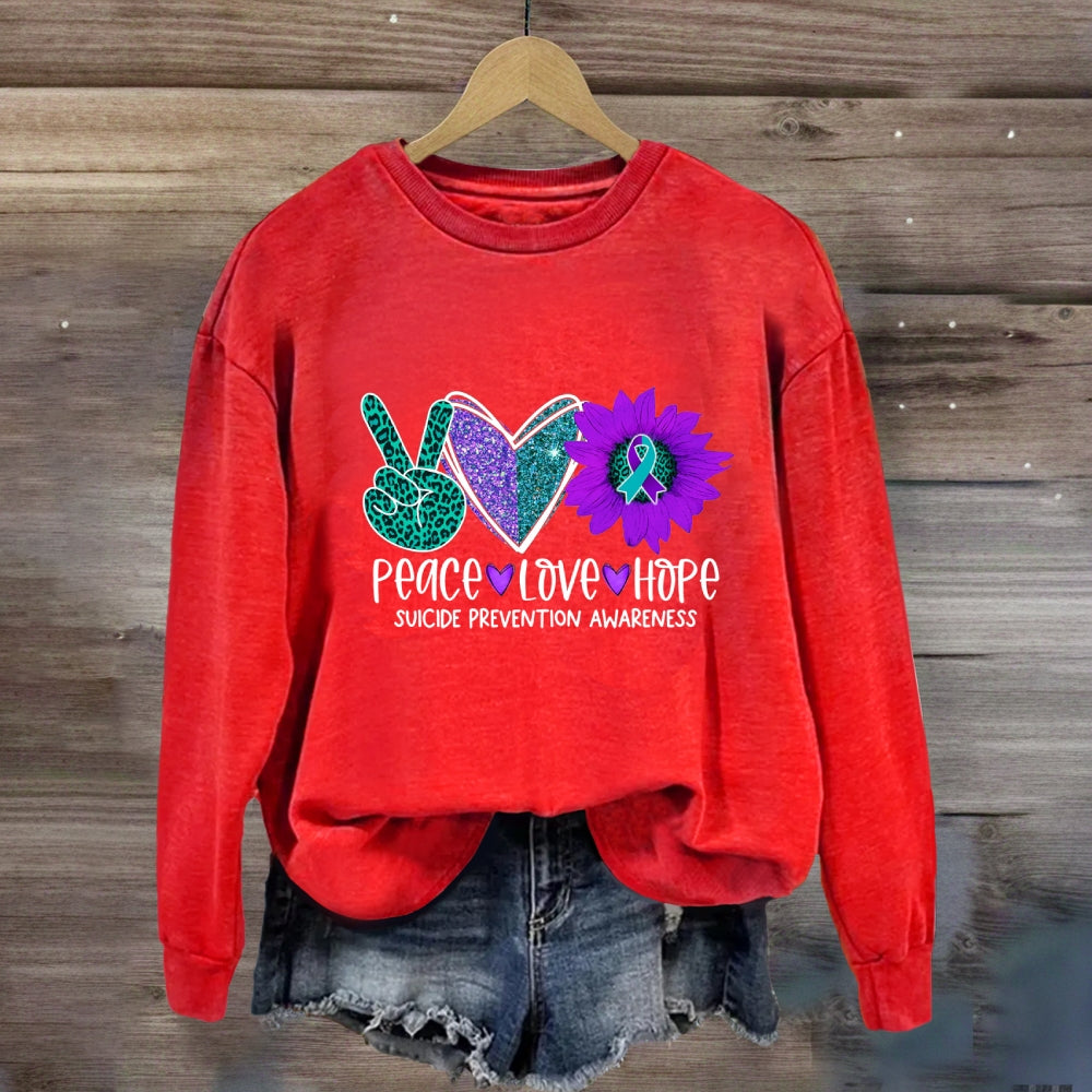 Peace Love Hope Purple Heart Sweatshirt