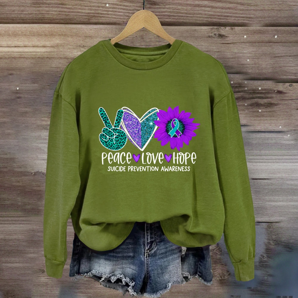 Peace Love Hope Purple Heart Sweatshirt