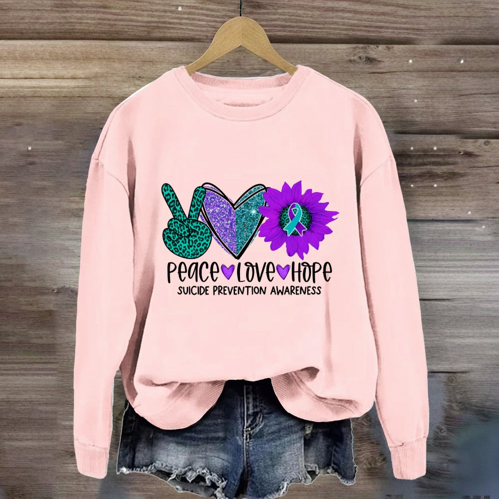 Peace Love Hope Purple Heart Sweatshirt