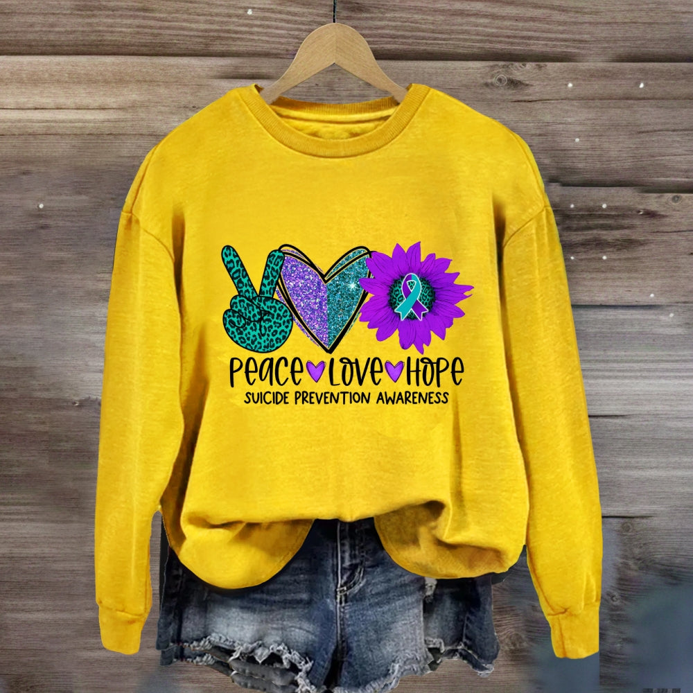 Peace Love Hope Purple Heart Sweatshirt