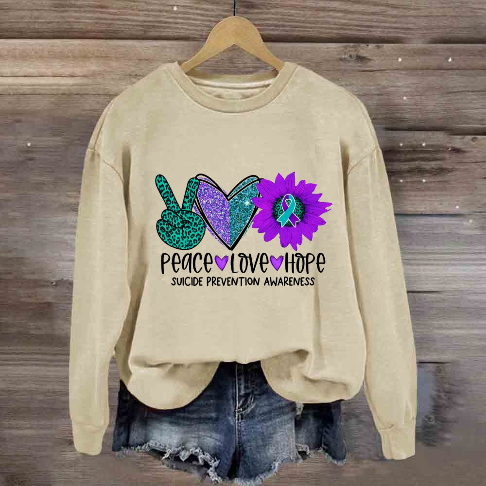 Peace Love Hope Purple Heart Sweatshirt