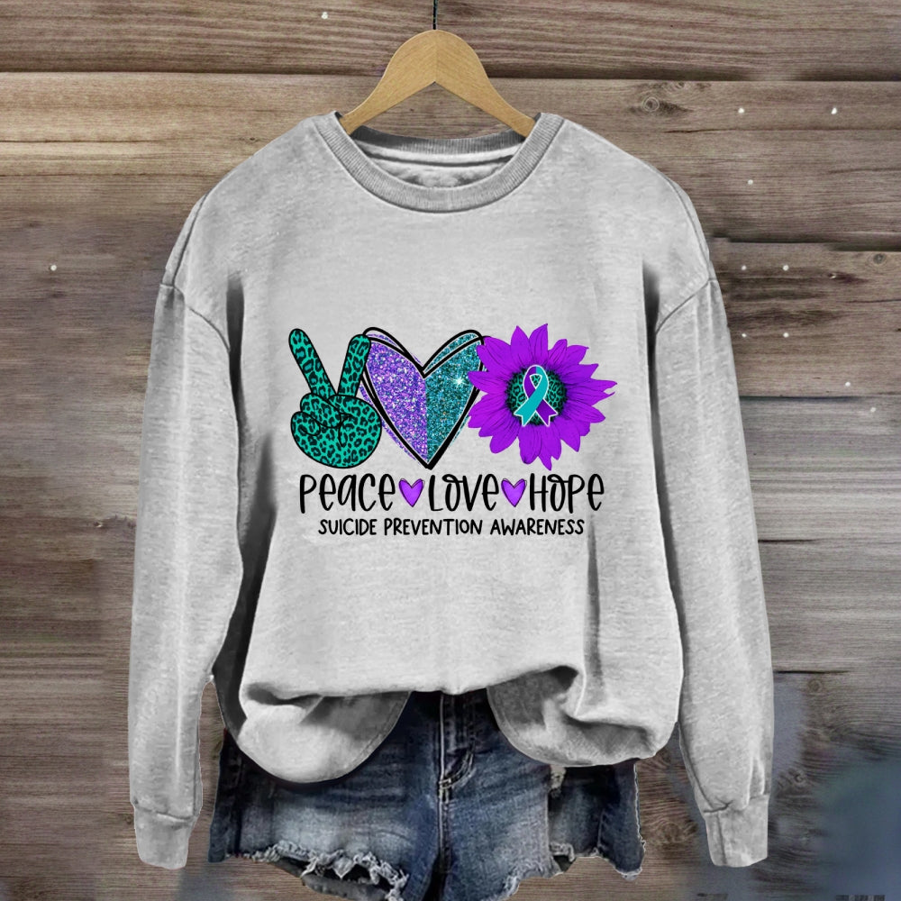 Peace Love Hope Purple Heart Sweatshirt