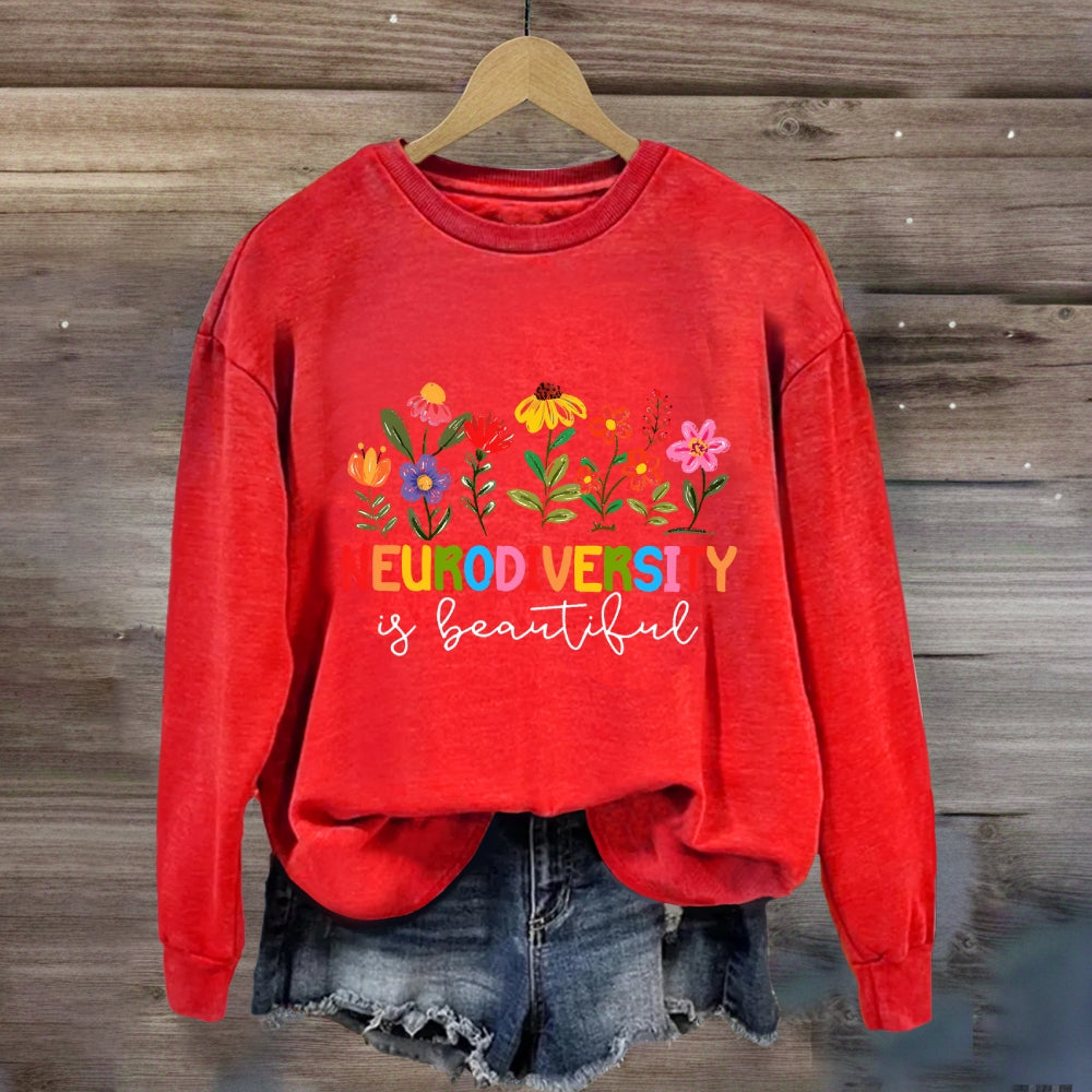Neurodiversity Is Beautiful Floral Sweatshirt