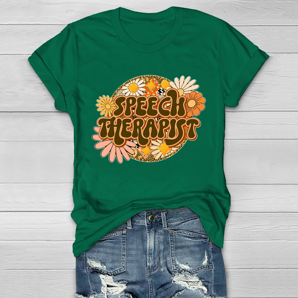 Speech Therapist Flower Healthwear T-shirt
