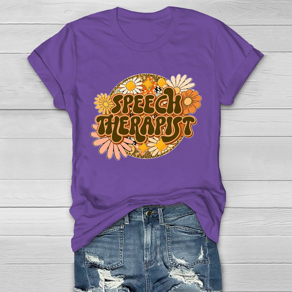 Speech Therapist Flower Healthwear T-shirt