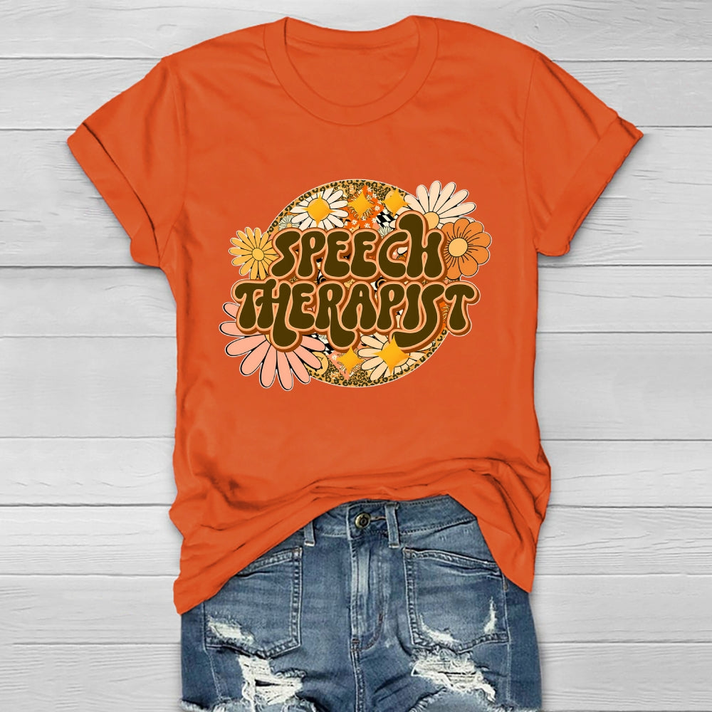 Speech Therapist Flower Healthwear T-shirt