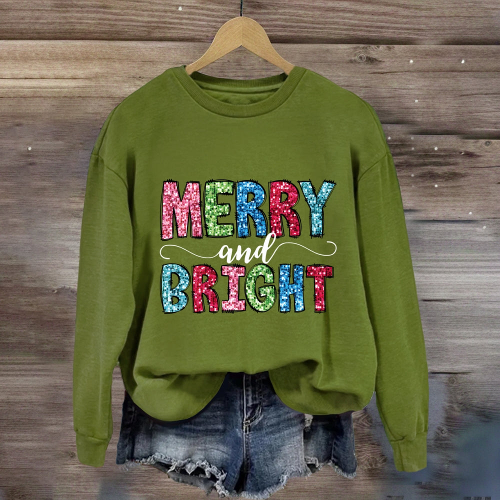 Merry And Bright Colorful Christmas Fonts Sweatshirt