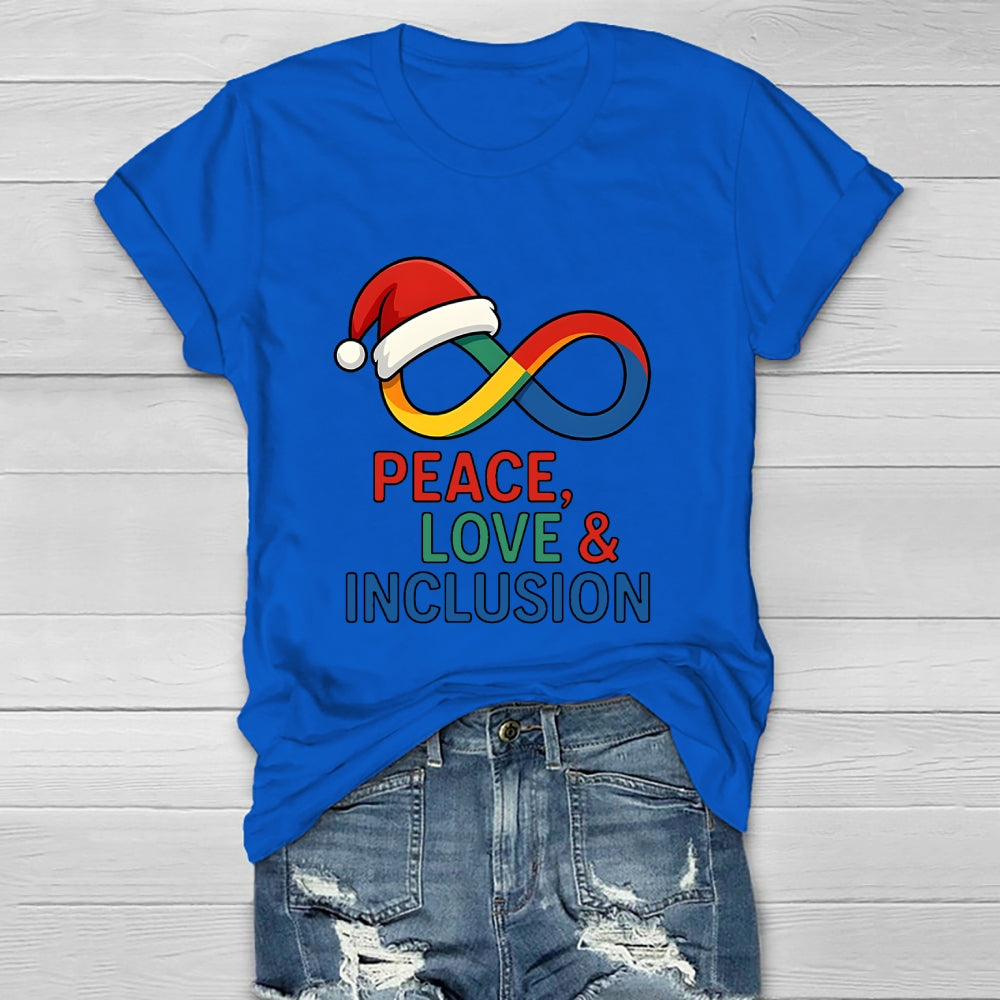 Peace Love Inclusion Christmas Healthwear T-shirt