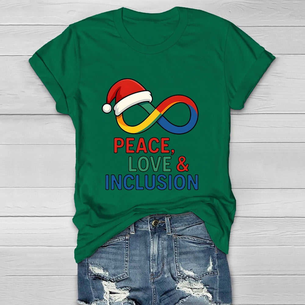 Peace Love Inclusion Christmas Healthwear T-shirt