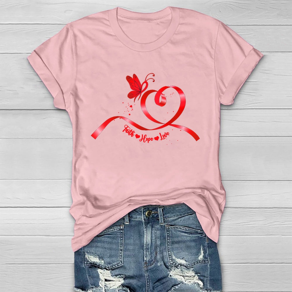 Faith Hope Love Red Ribbon Healthwear T-shirt