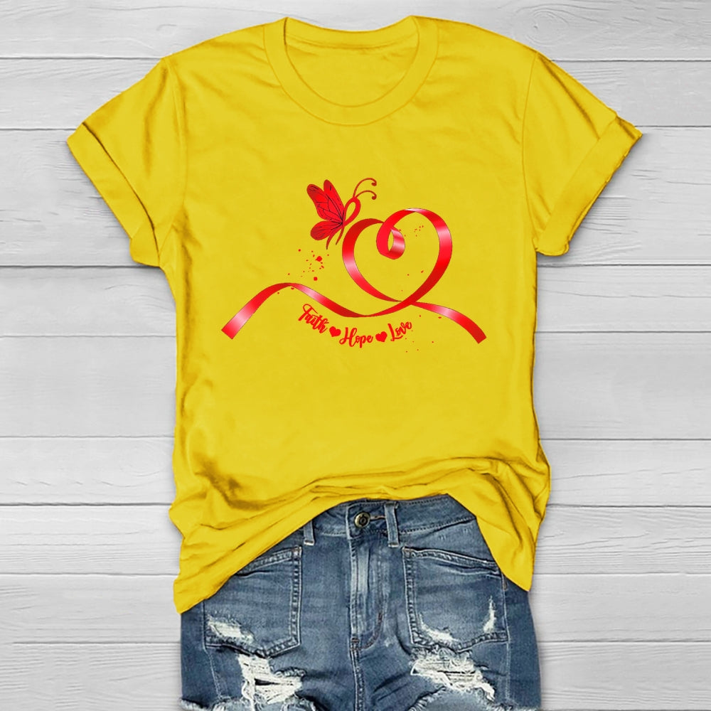 Faith Hope Love Red Ribbon Healthwear T-shirt