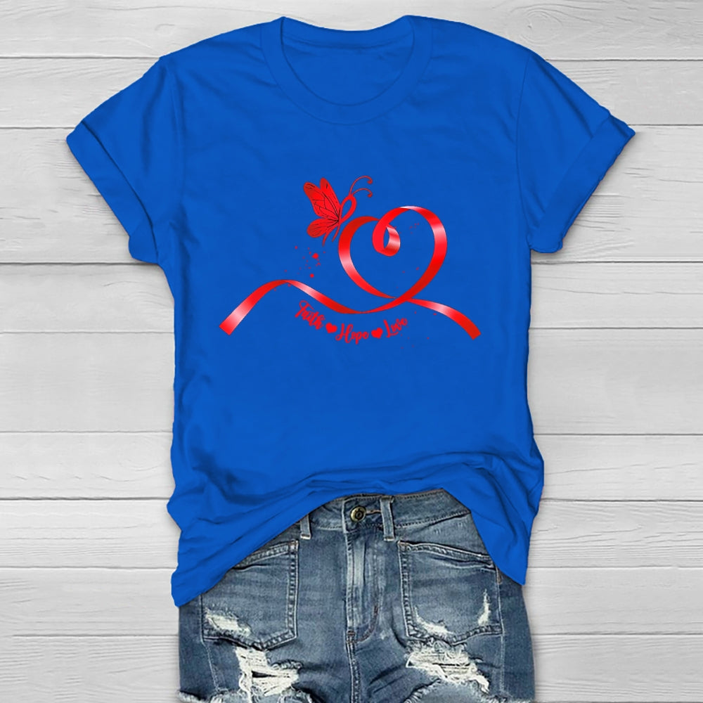 Faith Hope Love Red Ribbon Healthwear T-shirt