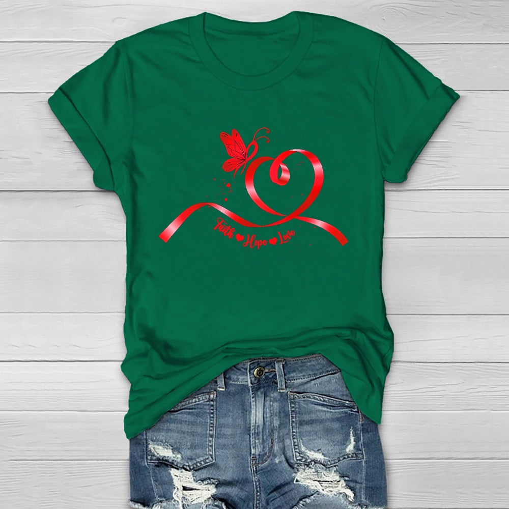 Faith Hope Love Red Ribbon Healthwear T-shirt