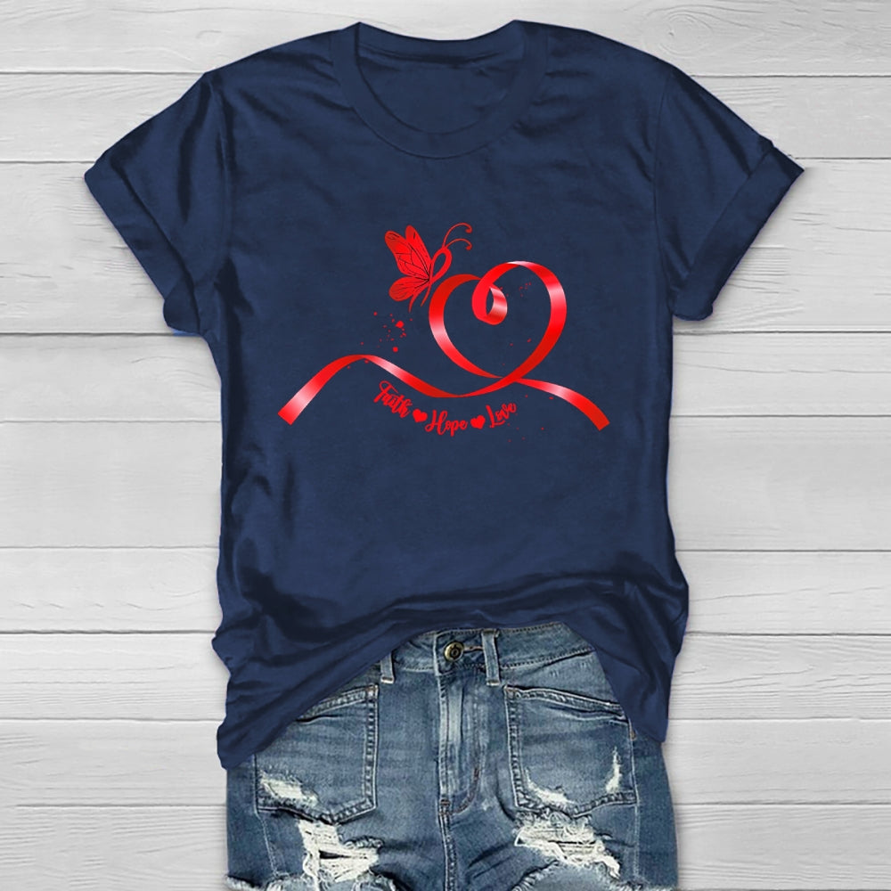 Faith Hope Love Red Ribbon Healthwear T-shirt