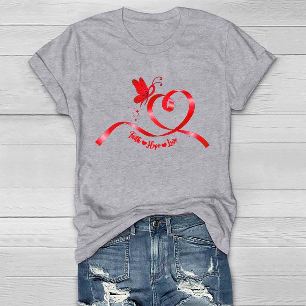 Faith Hope Love Red Ribbon Healthwear T-shirt