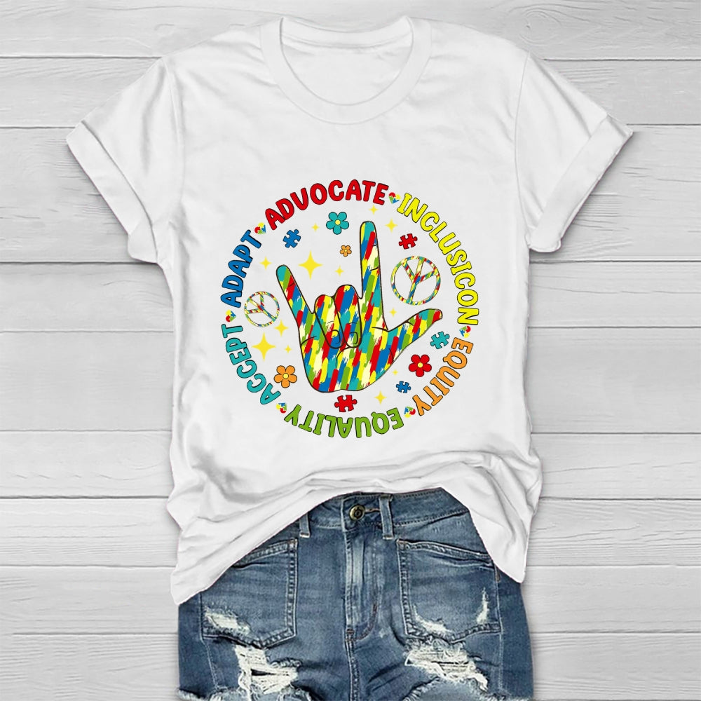 Accept Adapt Advocate Inclusion Equity Equality  Healthwear T-shirt