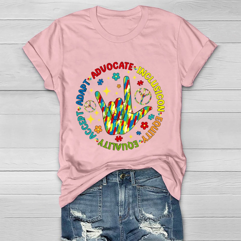 Accept Adapt Advocate Inclusion Equity Equality  Healthwear T-shirt