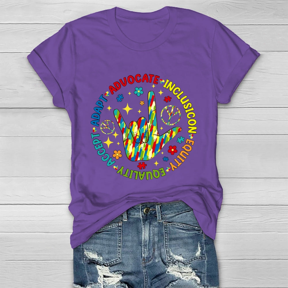 Accept Adapt Advocate Inclusion Equity Equality  Healthwear T-shirt