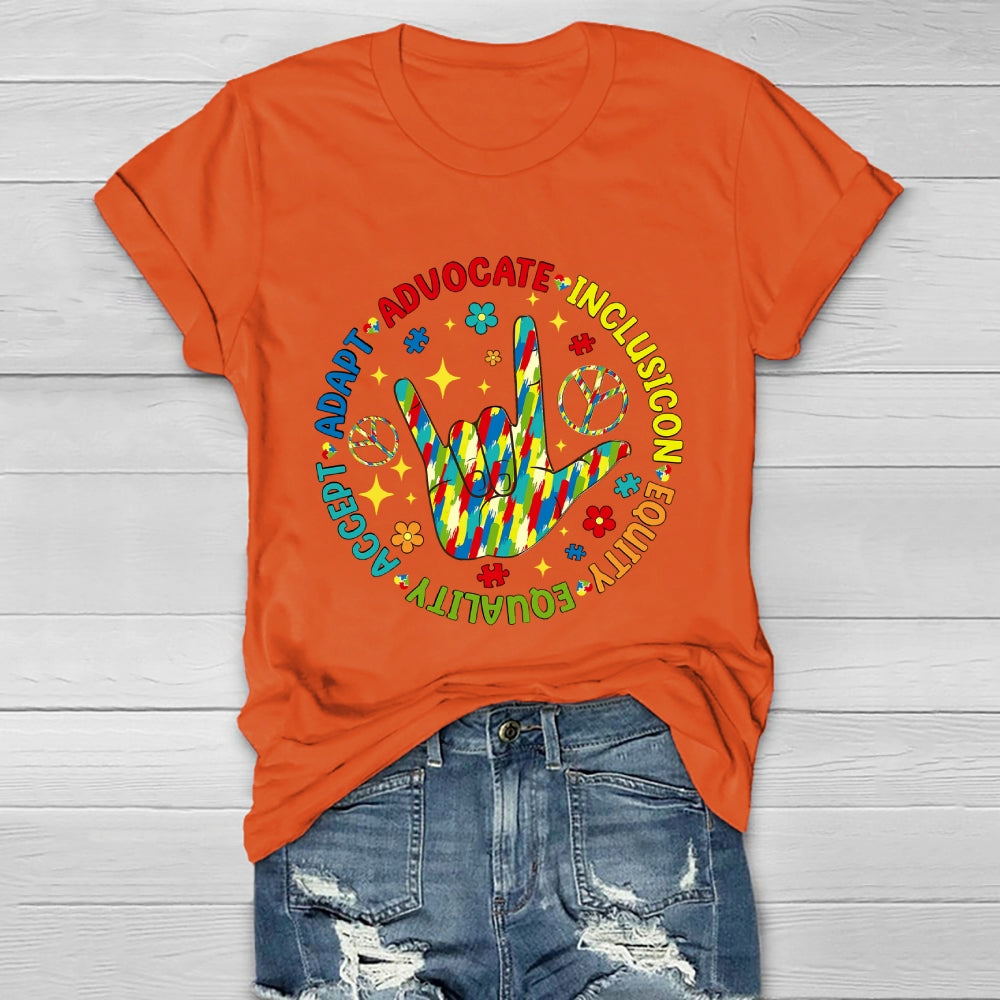 Accept Adapt Advocate Inclusion Equity Equality  Healthwear T-shirt