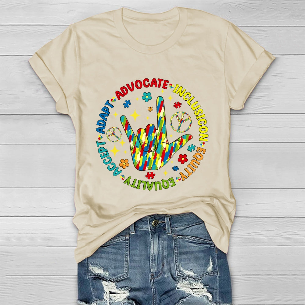Accept Adapt Advocate Inclusion Equity Equality  Healthwear T-shirt