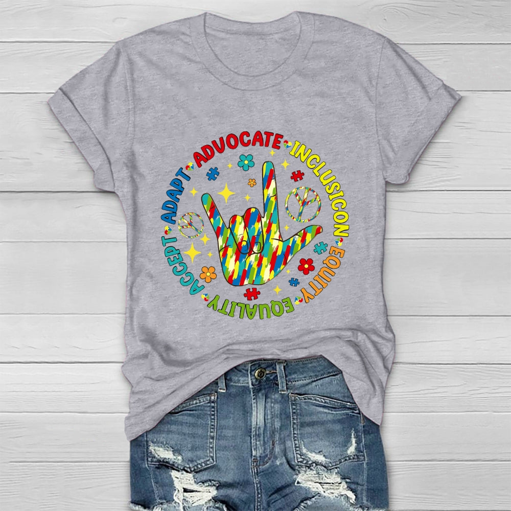 Accept Adapt Advocate Inclusion Equity Equality  Healthwear T-shirt