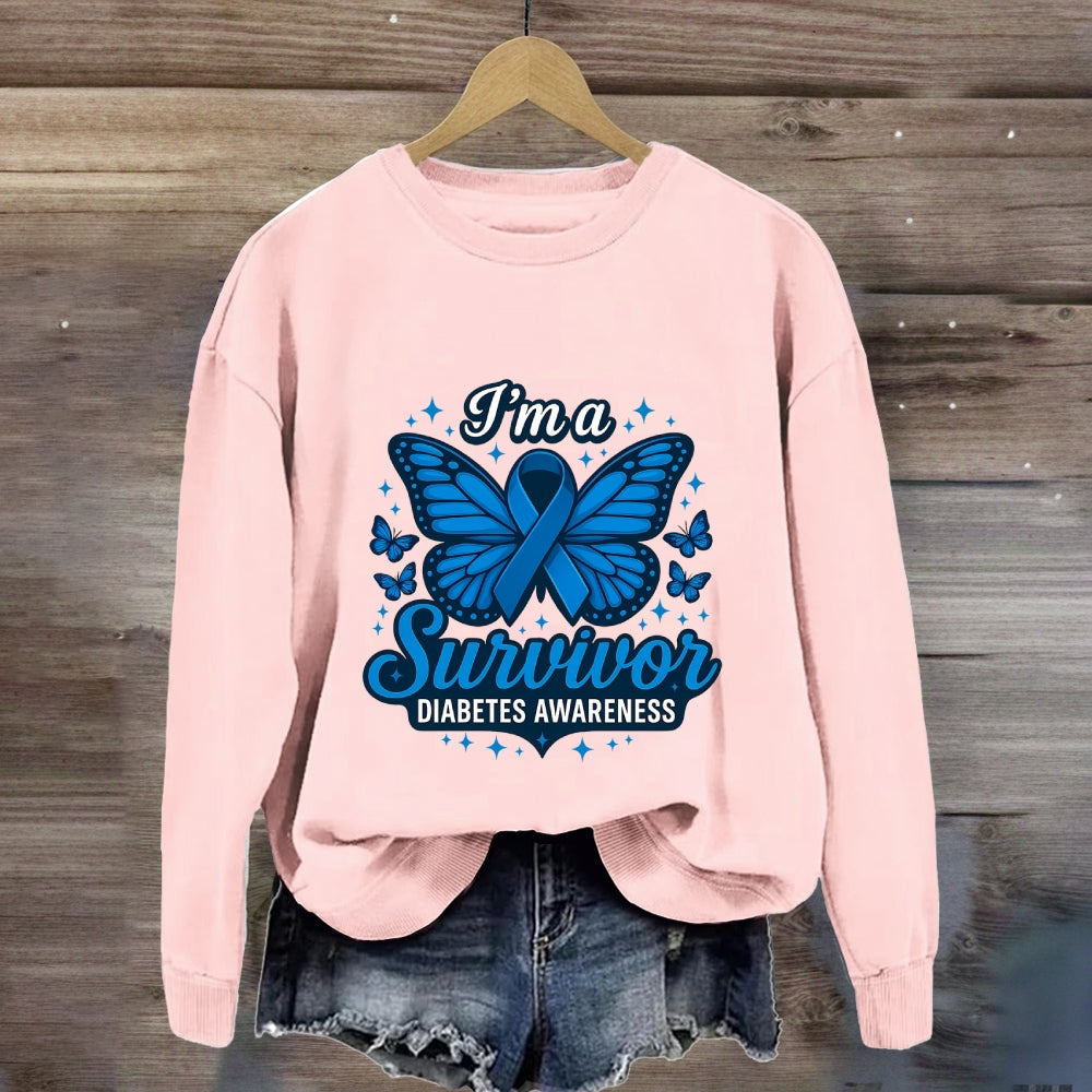 I Am A Survivor Blue Butterfly Sweatshirt