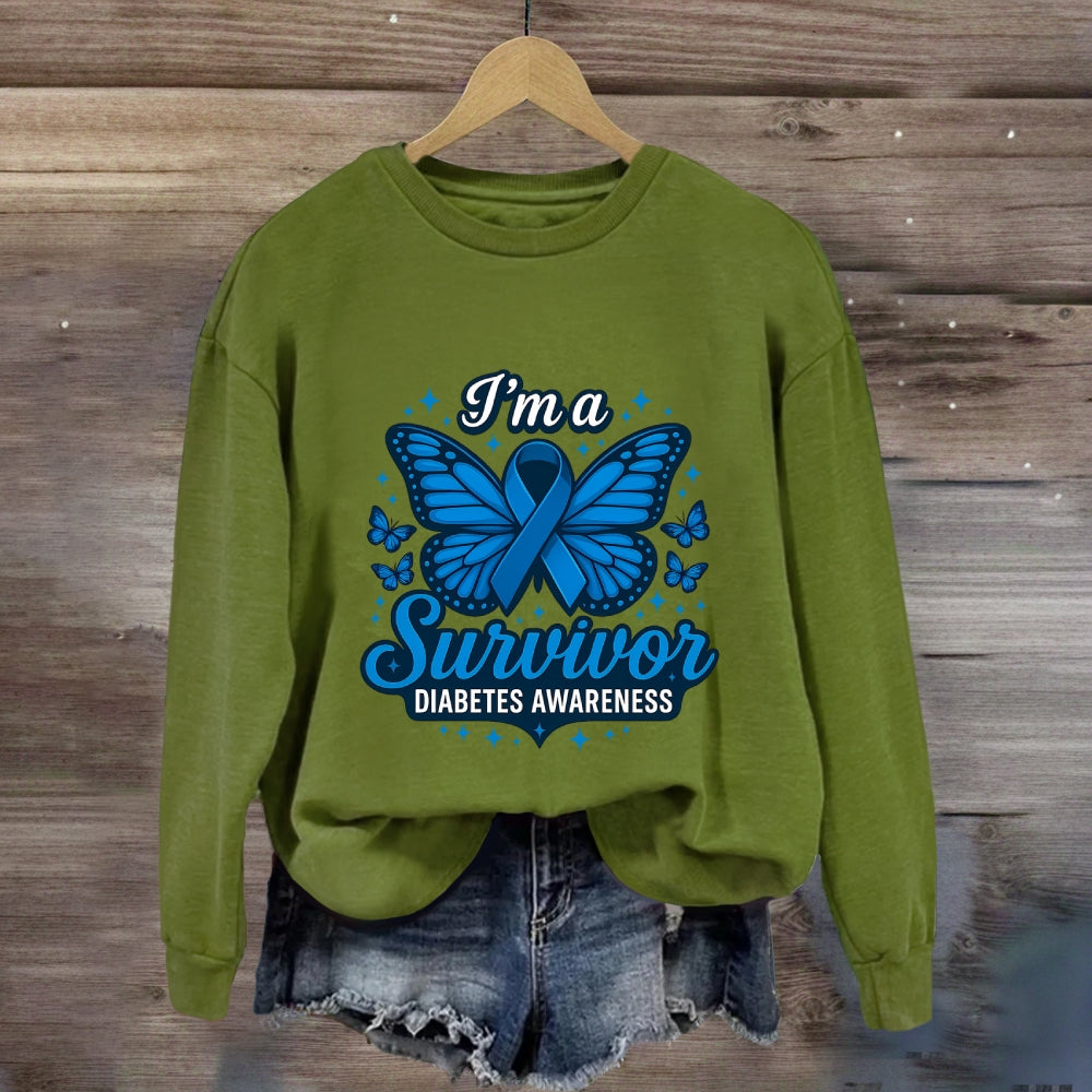 I Am A Survivor Blue Butterfly Sweatshirt