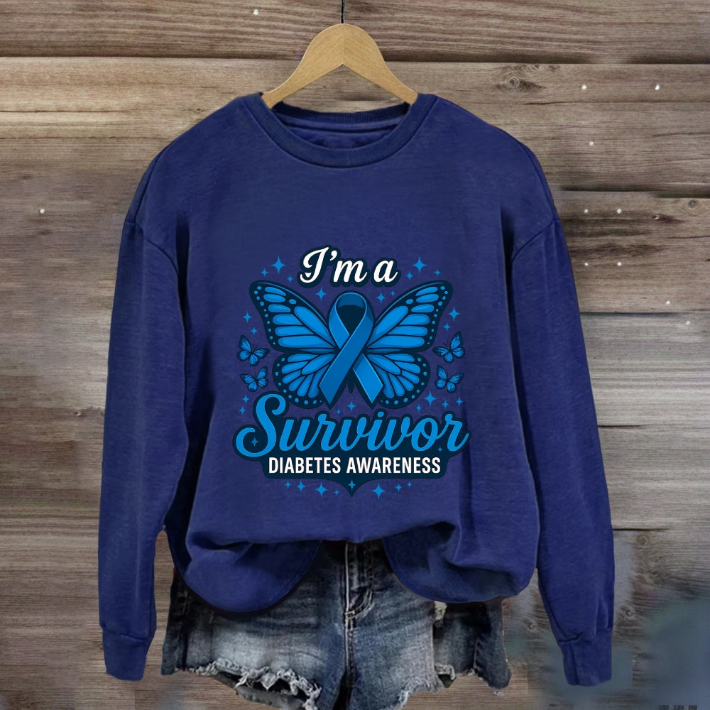 I Am A Survivor Blue Butterfly Sweatshirt