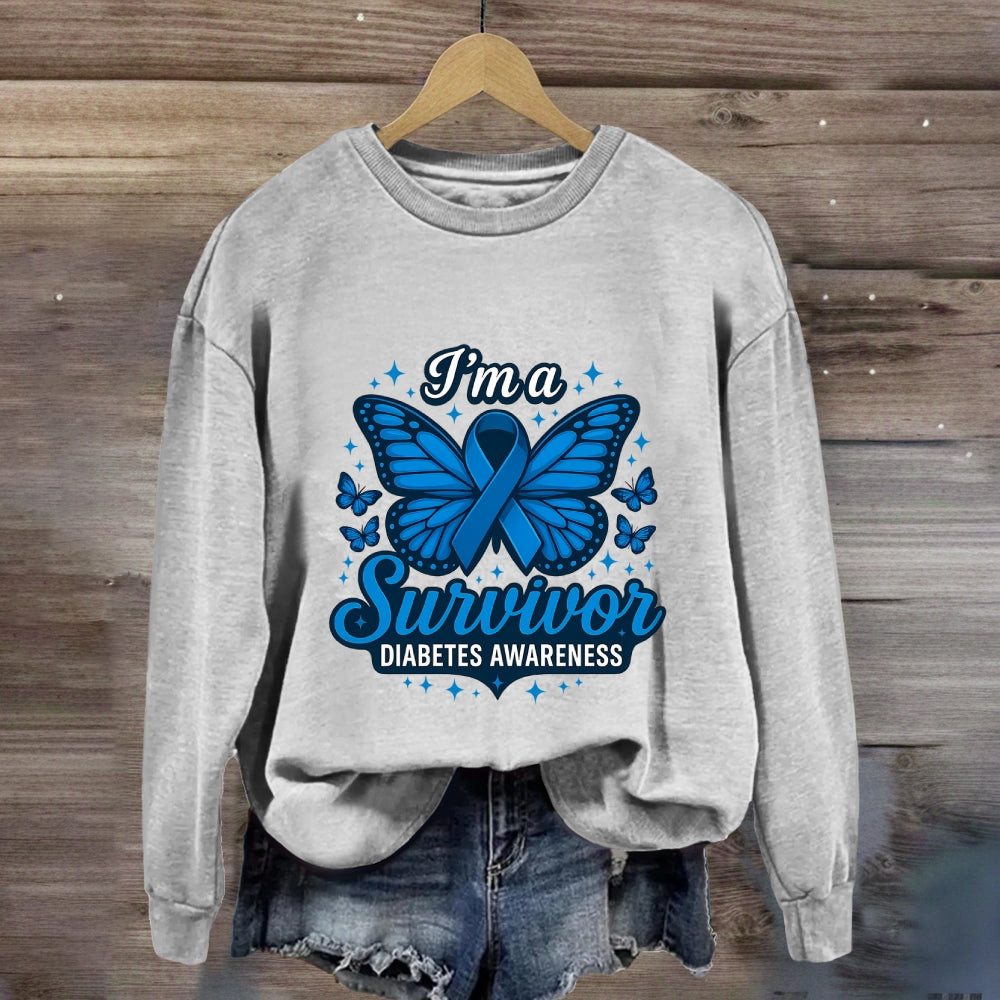 I Am A Survivor Blue Butterfly Sweatshirt