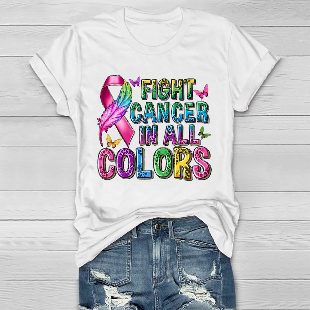 Fight Cancer In All Colors Leopard Print Letters Healthwear T-shirt