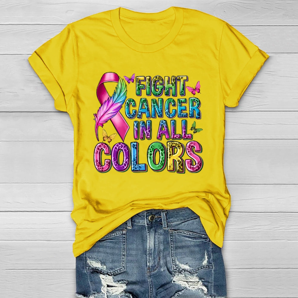 Fight Cancer In All Colors Leopard Print Letters Healthwear T-shirt