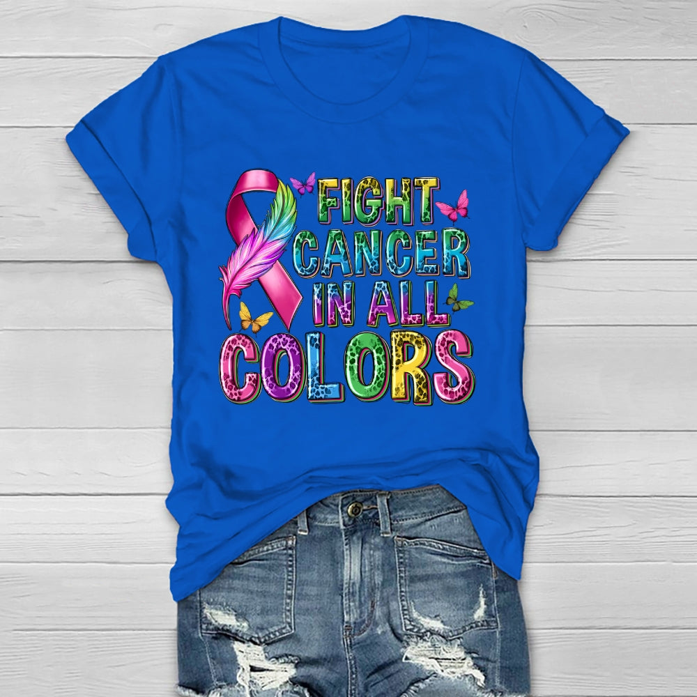 Fight Cancer In All Colors Leopard Print Letters Healthwear T-shirt