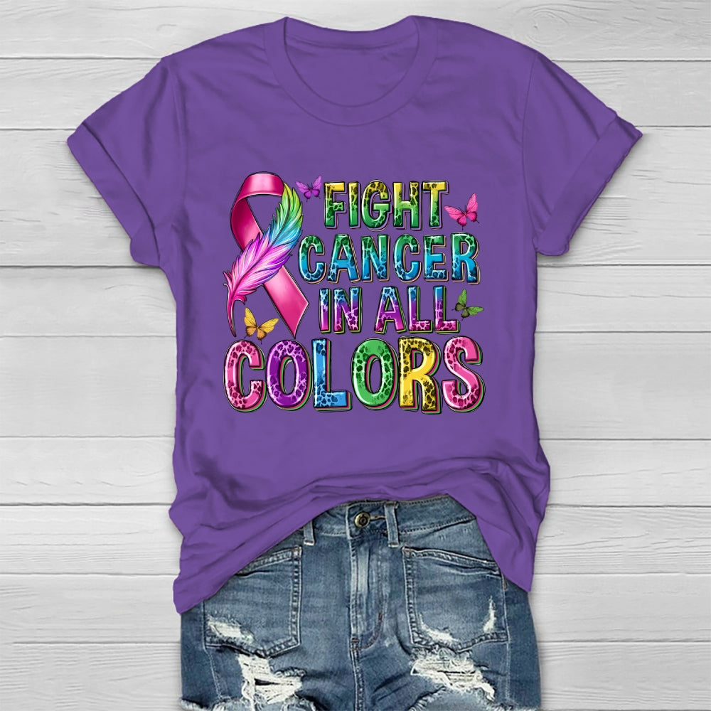 Fight Cancer In All Colors Leopard Print Letters Healthwear T-shirt
