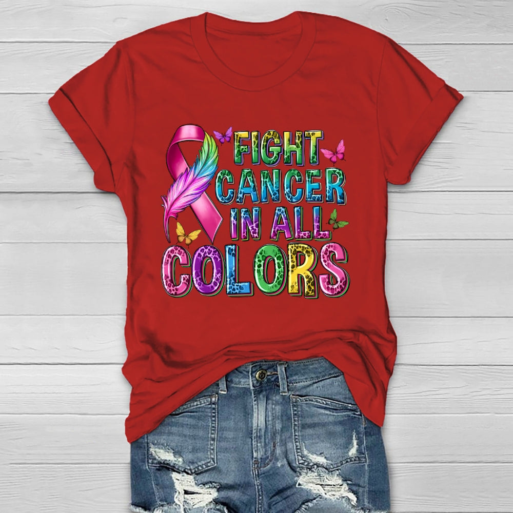 Fight Cancer In All Colors Leopard Print Letters Healthwear T-shirt